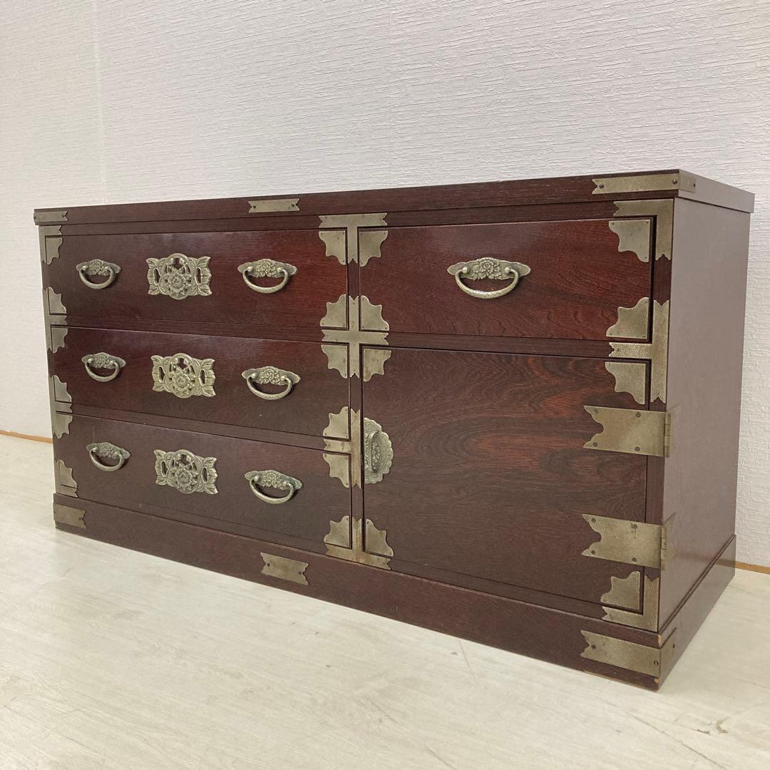 民芸調　4段チェスト　箪笥　タンス　ミドルチェスト　古民家　時代風