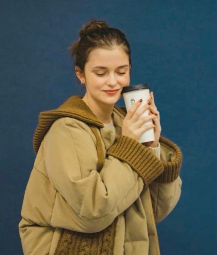 pinue ニットコンビダウンジャケットbrown ピヌエ