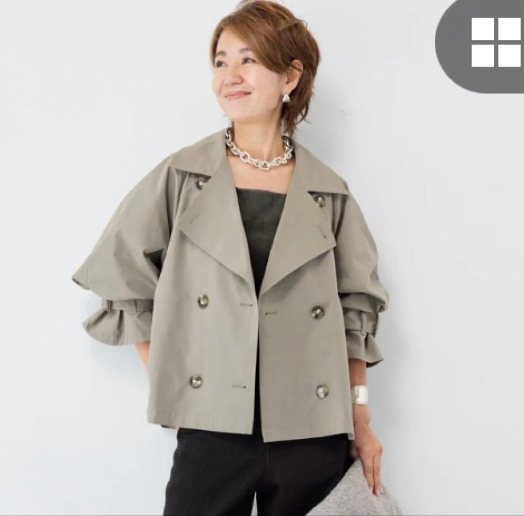 PLUS OTOHA プラスオトハ ショートトレンチコート カーキ