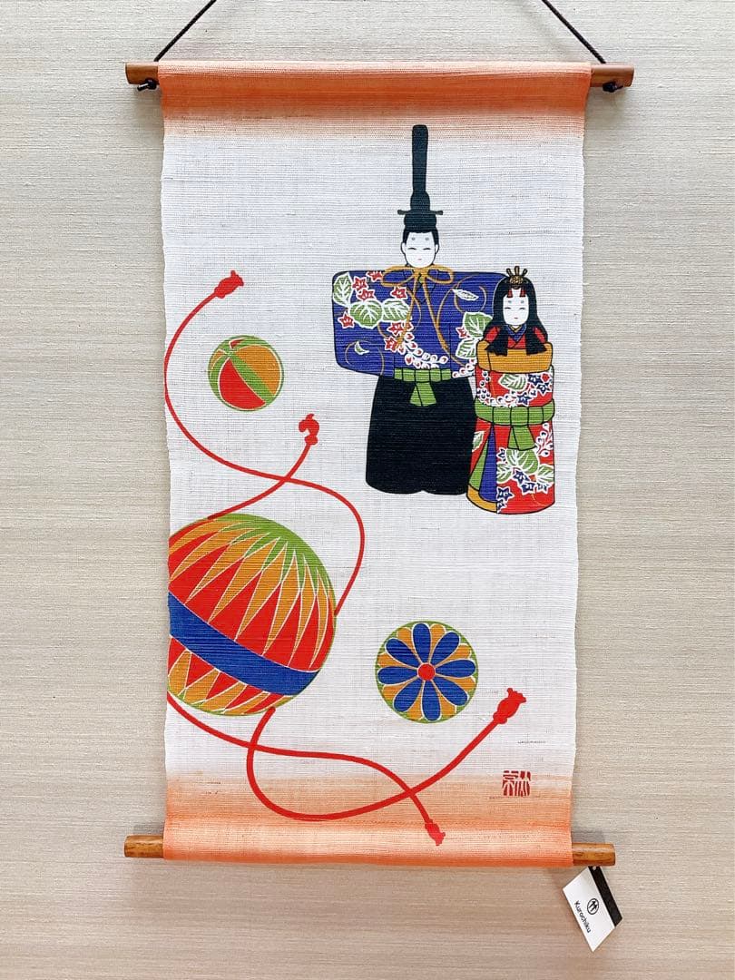 お雛様タペストリー【鞠と春光立ち雛】ひな祭り 雛飾り 親王雛 初節句 新品