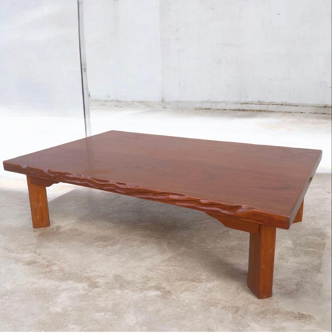 【美品送料込】高級一枚板風 折り畳み座卓 昭和レトロ アンティーク 職人手作り