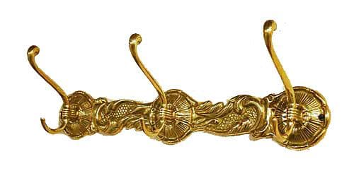 イタリア ハンガー フック ３連 真鍮 ブラス ロココ 388072