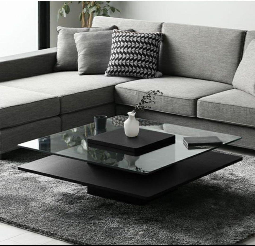 【今月まで】アルモニア ガラス ローテーブル 黒 ARMONIA KAREN