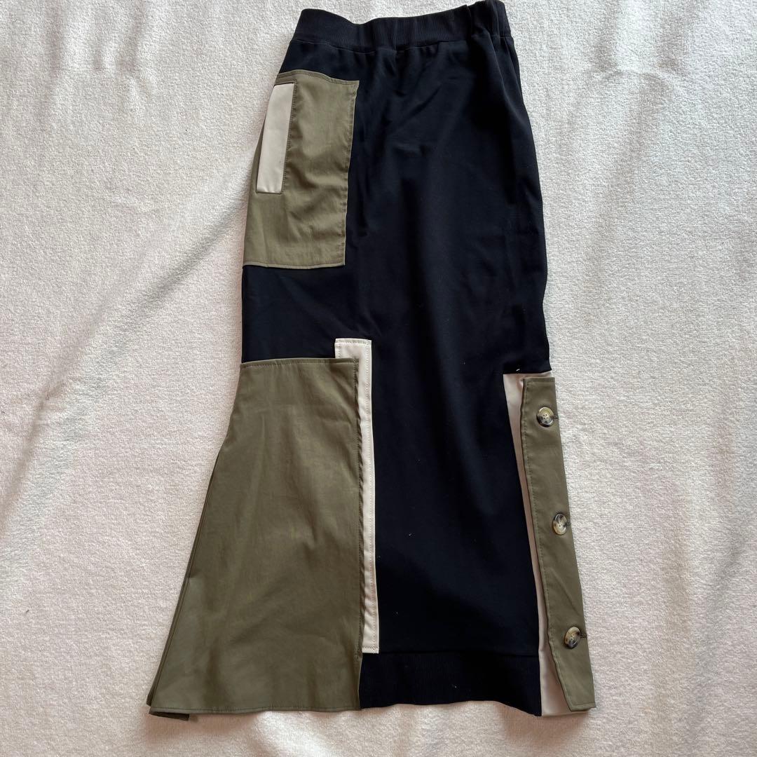 seeUN3D. アンスリード　パッチワーク　ドッキングニットロングスカー