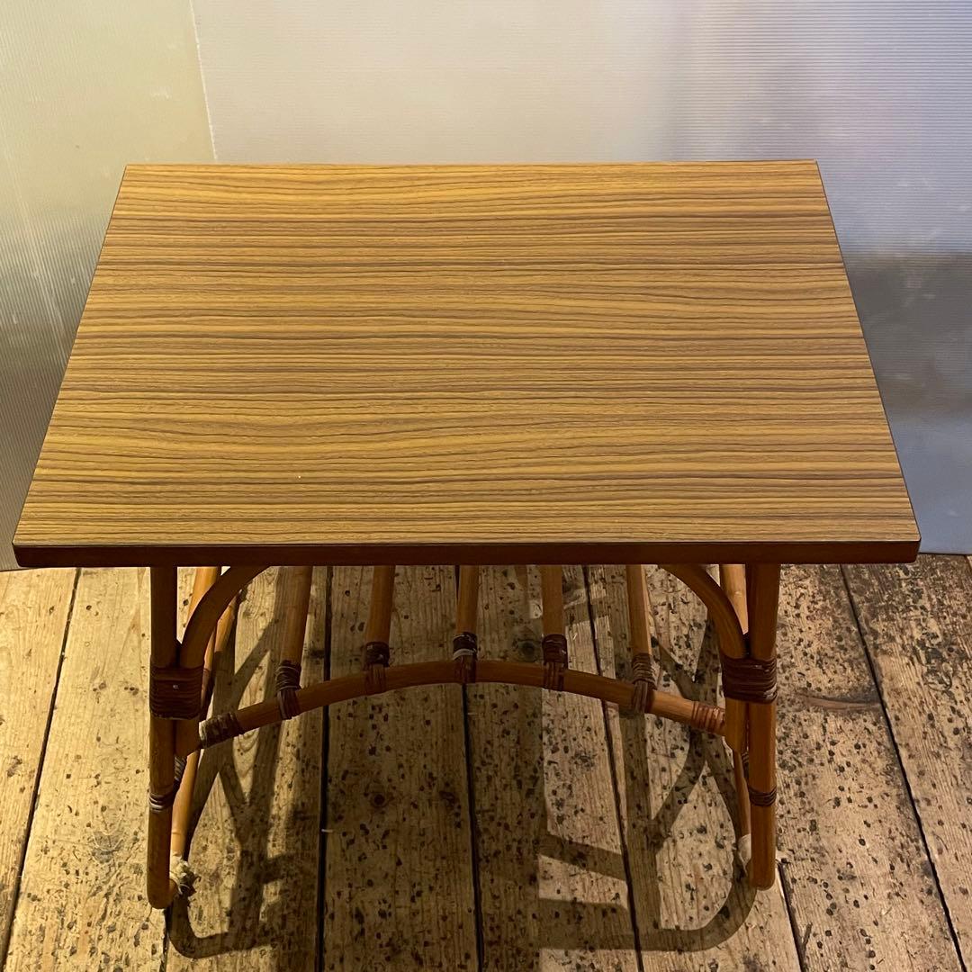 サイドテーブル　机　ラタン　古民具　年代物　和風　昭和レトロ　インテリア　家具