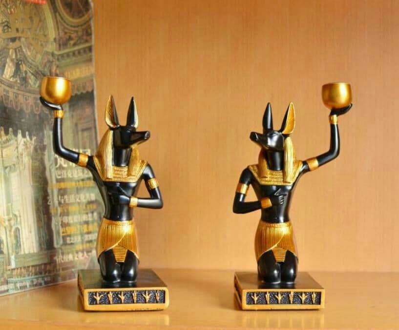 送料無料！古代エジプト アヌビス 美術品 工芸品 置物1対