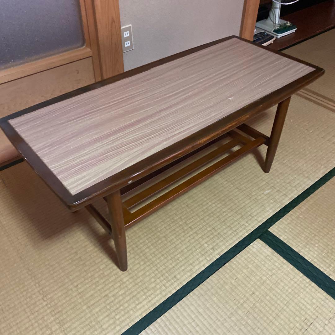 木製ローテーブル 約105cm x 46cm ビンテージ　昭和レトロ　洋間