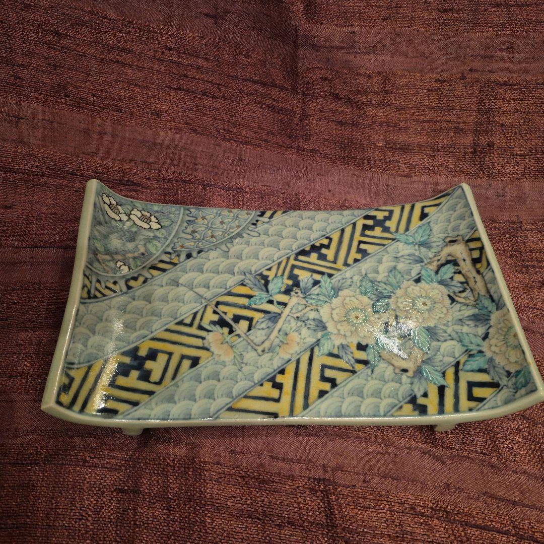 6代　佐藤走波　色絵足付長角皿