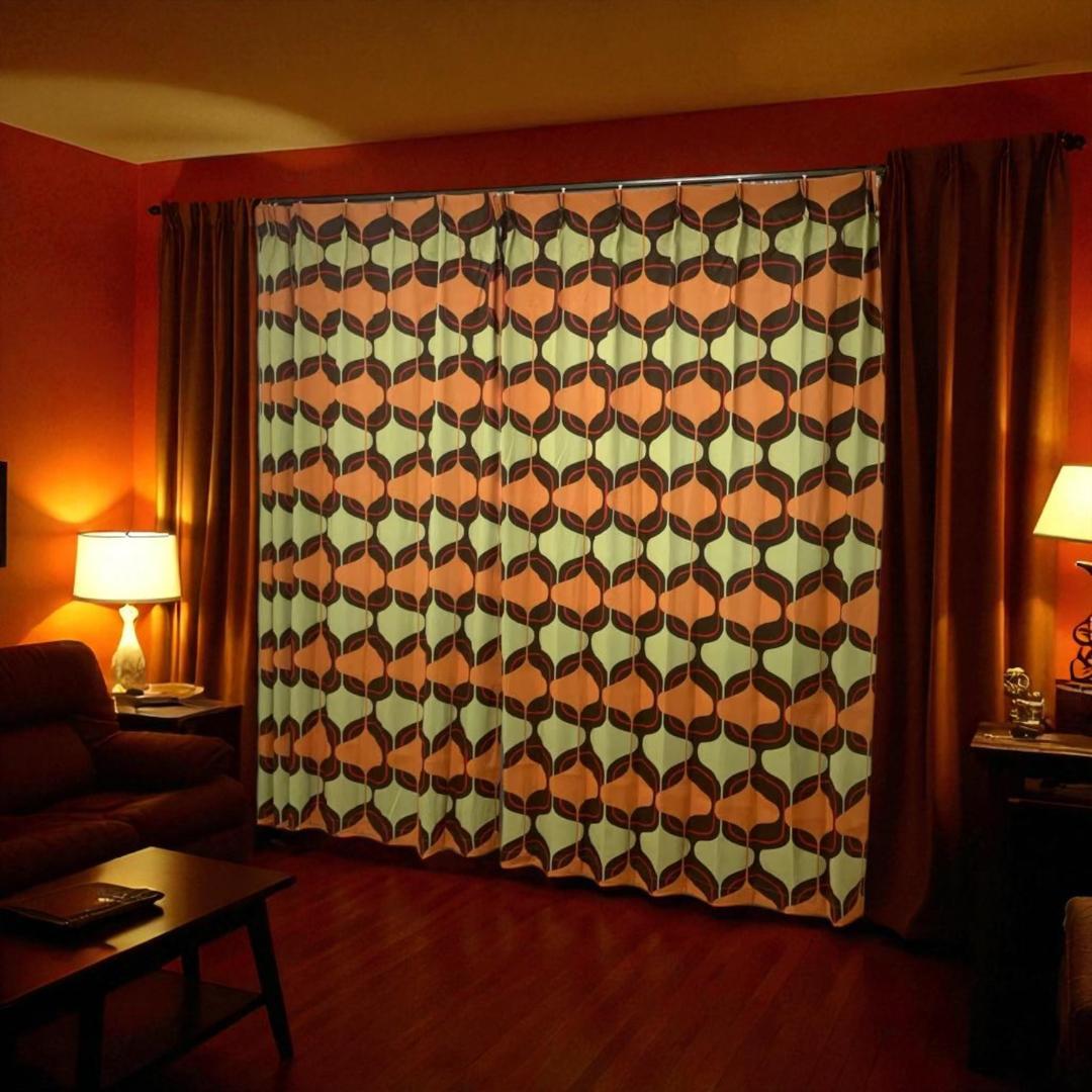 レトロ 昭和 ドレープカーテン 送料無料 クリスマスセール価格&２組購入セット割