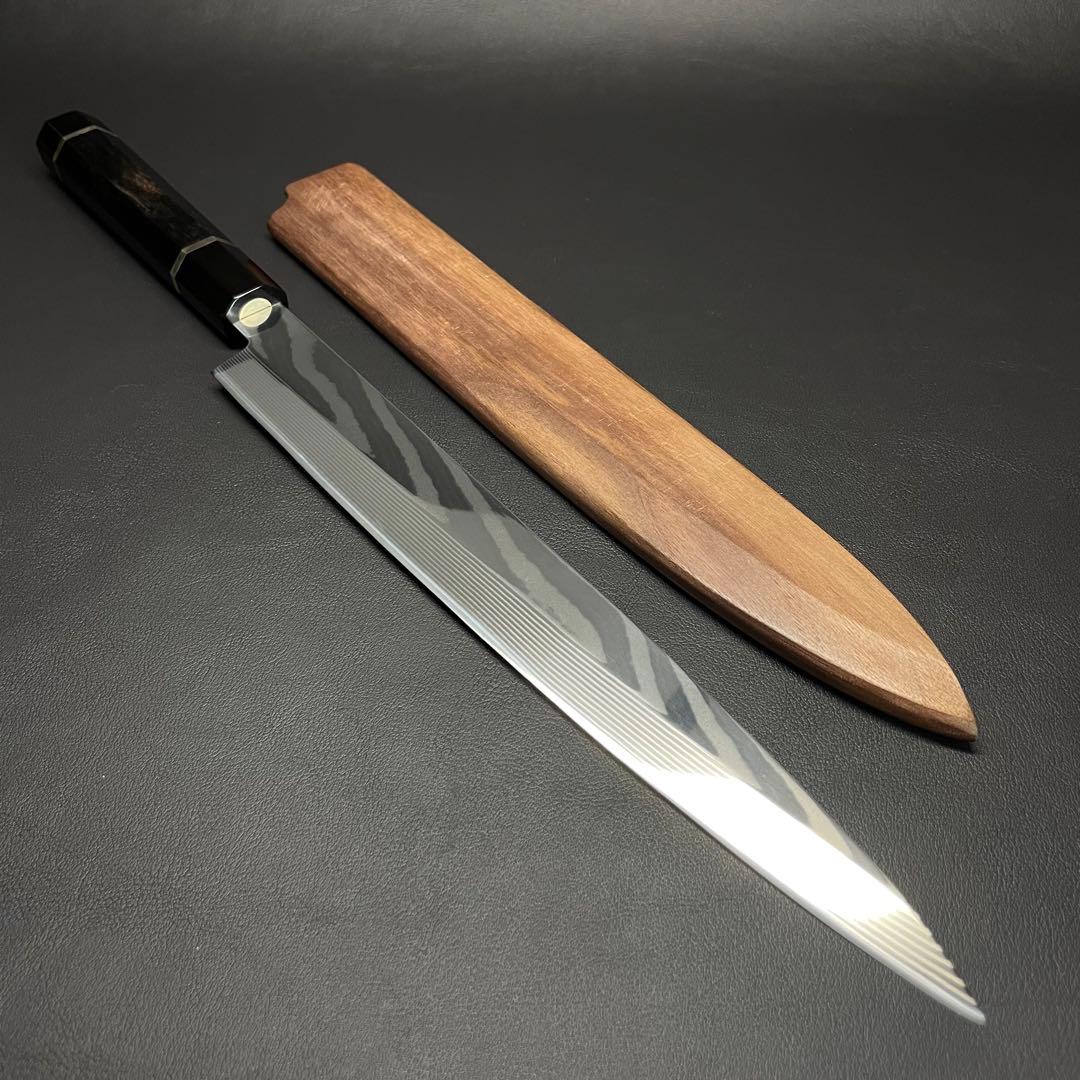 鞘付き 柳刃包丁 9.5寸 VG10 鏡面 ダマスカス 285mm 和包丁 刺身
