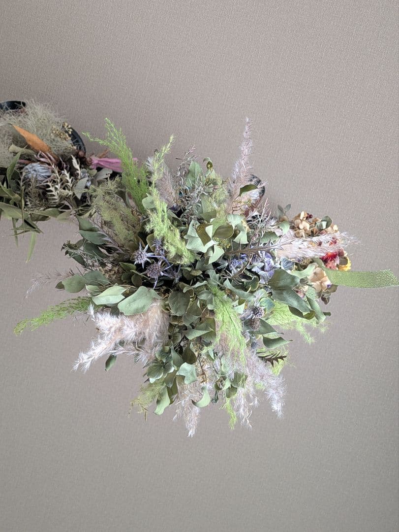 涼しげな紫陽花★フライングボール★ドライフラワー 吊り下げ式