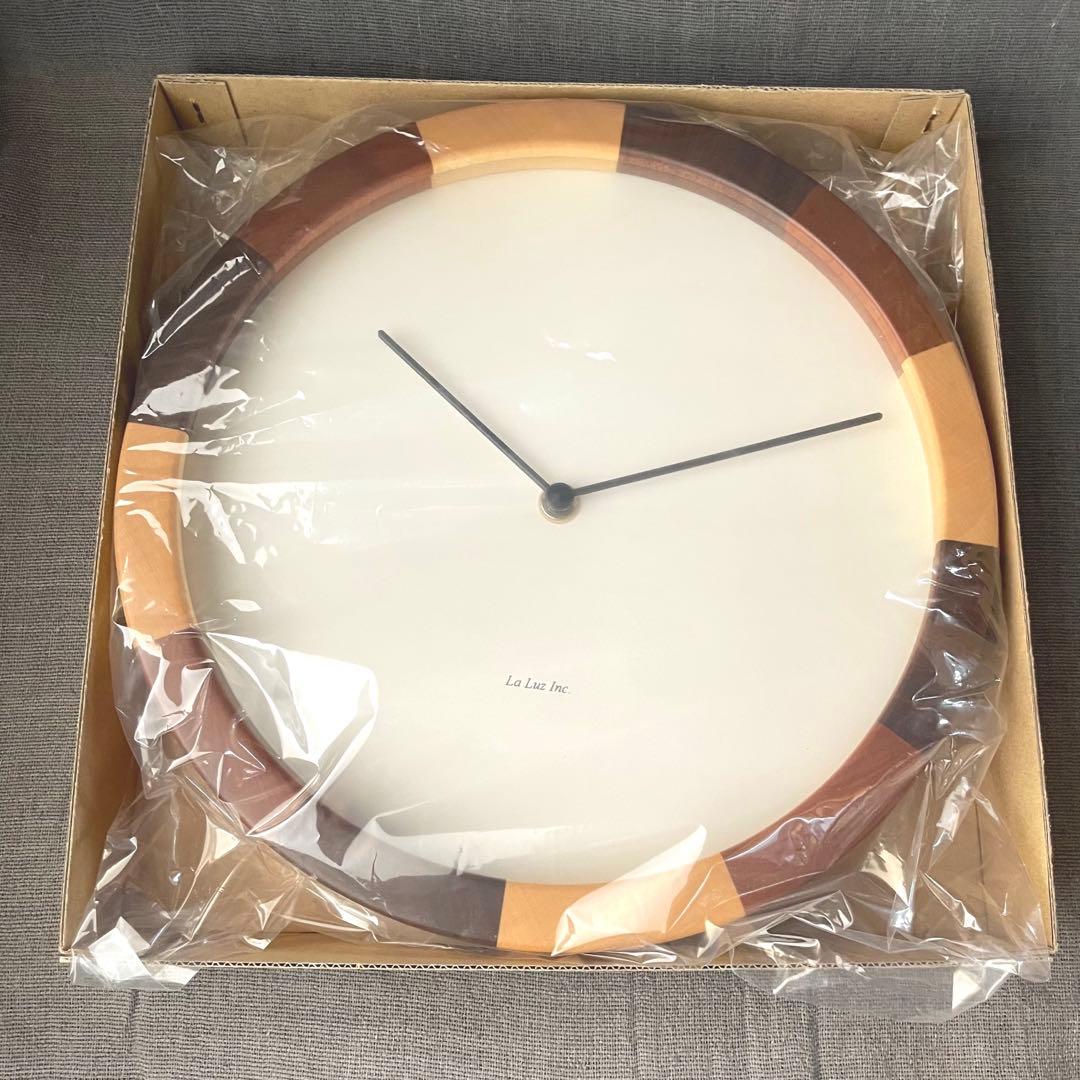 ラ・ルース　掛け時計　ラウンドクロック　木製　ナチュラル