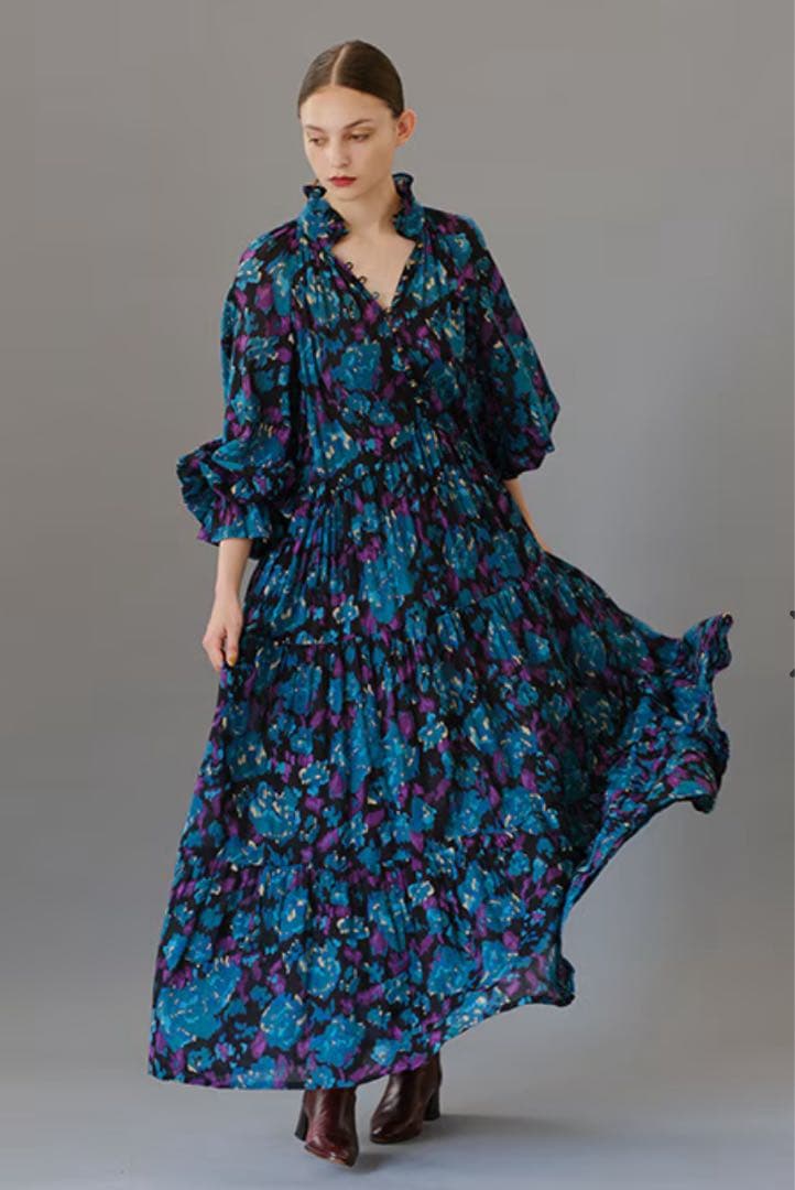 【Velnica】ヴェルニカ 現行品 大人気花柄ワンピース ターコイズ