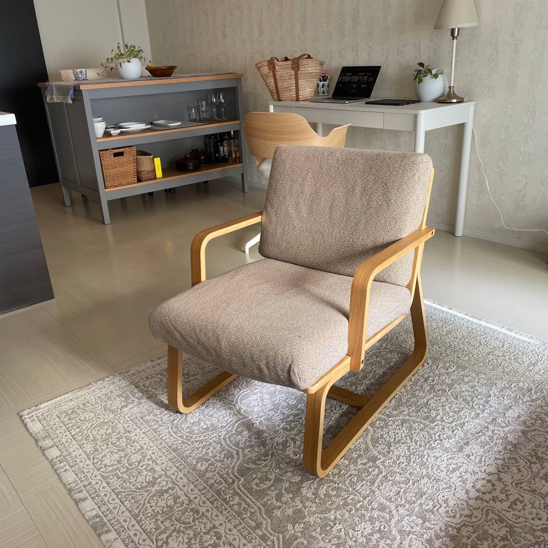 無印　MUJI オーク材　リビングでもダイニングでも使えるチェア　1人がけソファ