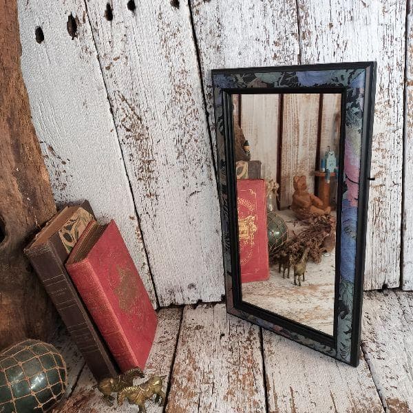 イタリア 80-90s ヴィンテージ フラワーパターンフレーム ウォールミラー