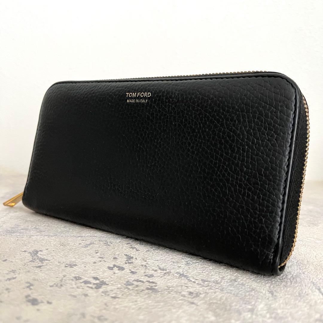 極美品✨トムフォード ラウンドファスナー 長財布ロゴ ブラック レザー