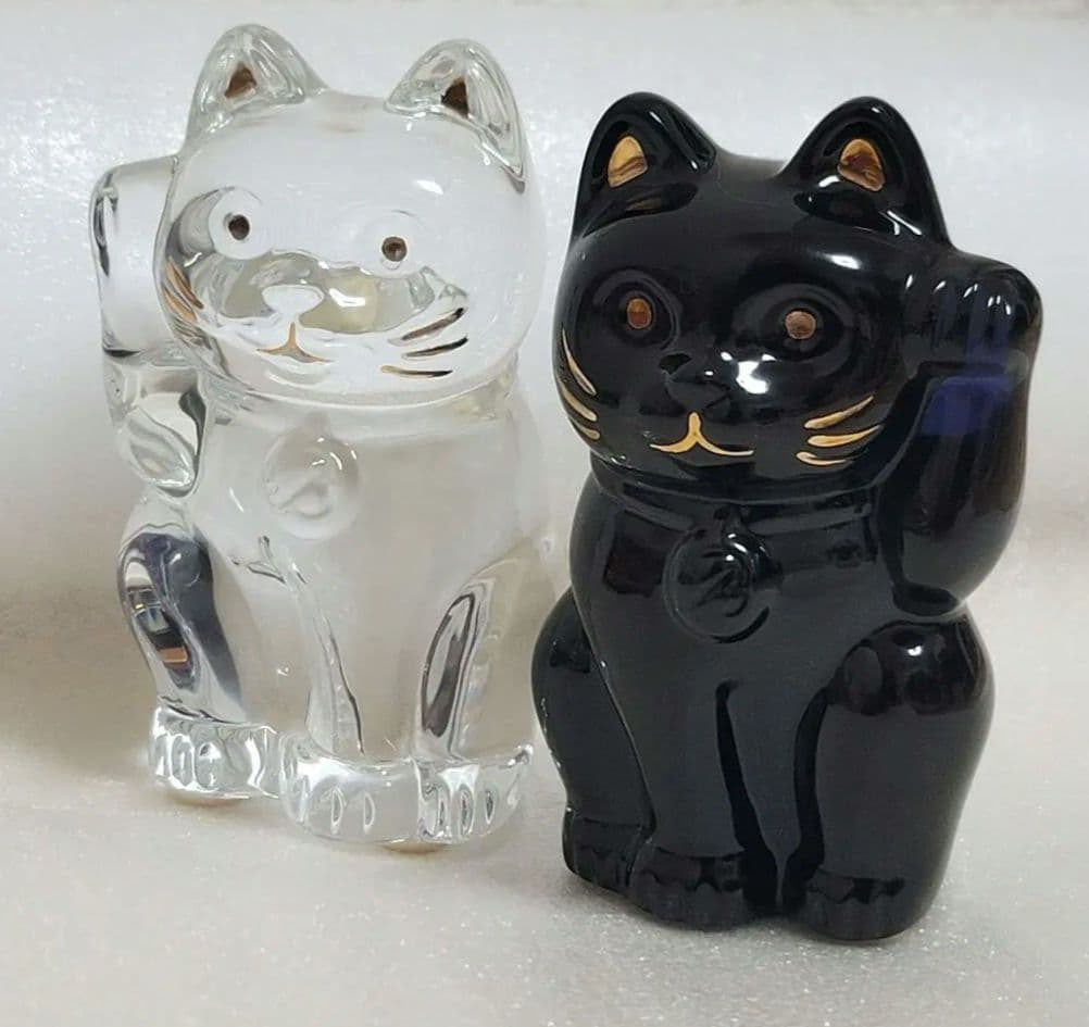 【X'mas価格】Baccarat 招き猫 ミッドナイト クリスタルバカラ ペア