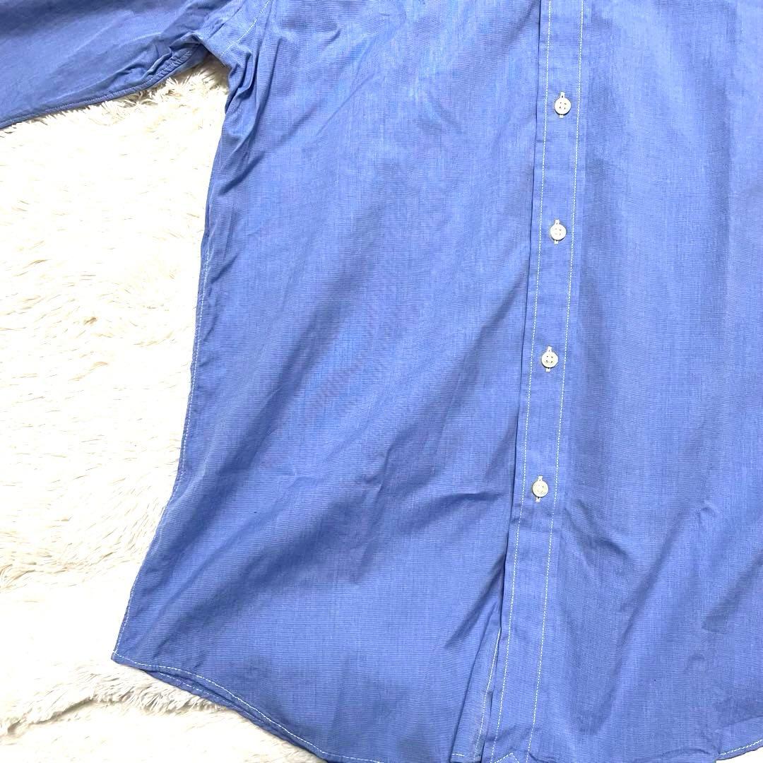 未使用級　ラルフローレン　M ストレッチ　長袖シャツ　BD ポニー刺繍　ブルー