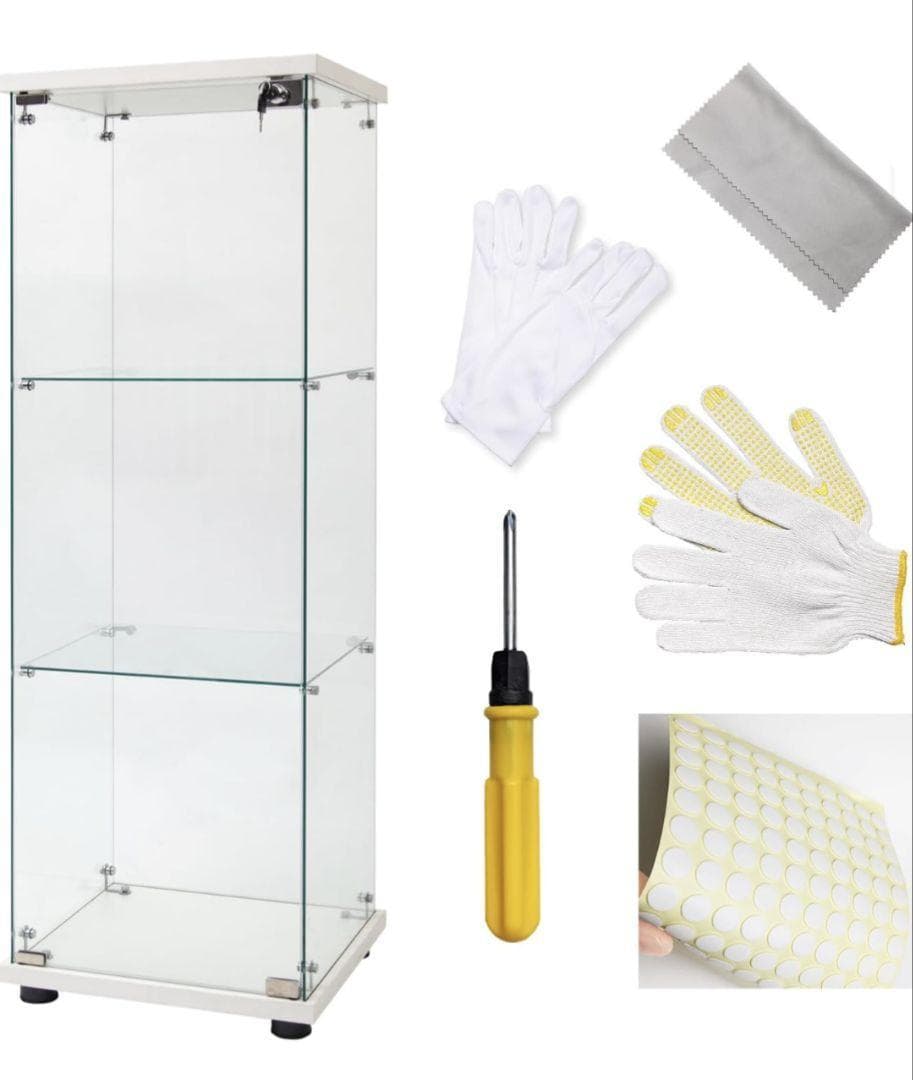 【新品】コレクションケース ガラス  フィギュアケース 3段  棚  ホワイト