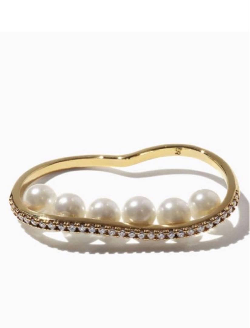 ビジューラインパールフィンガーリング　ゴールド