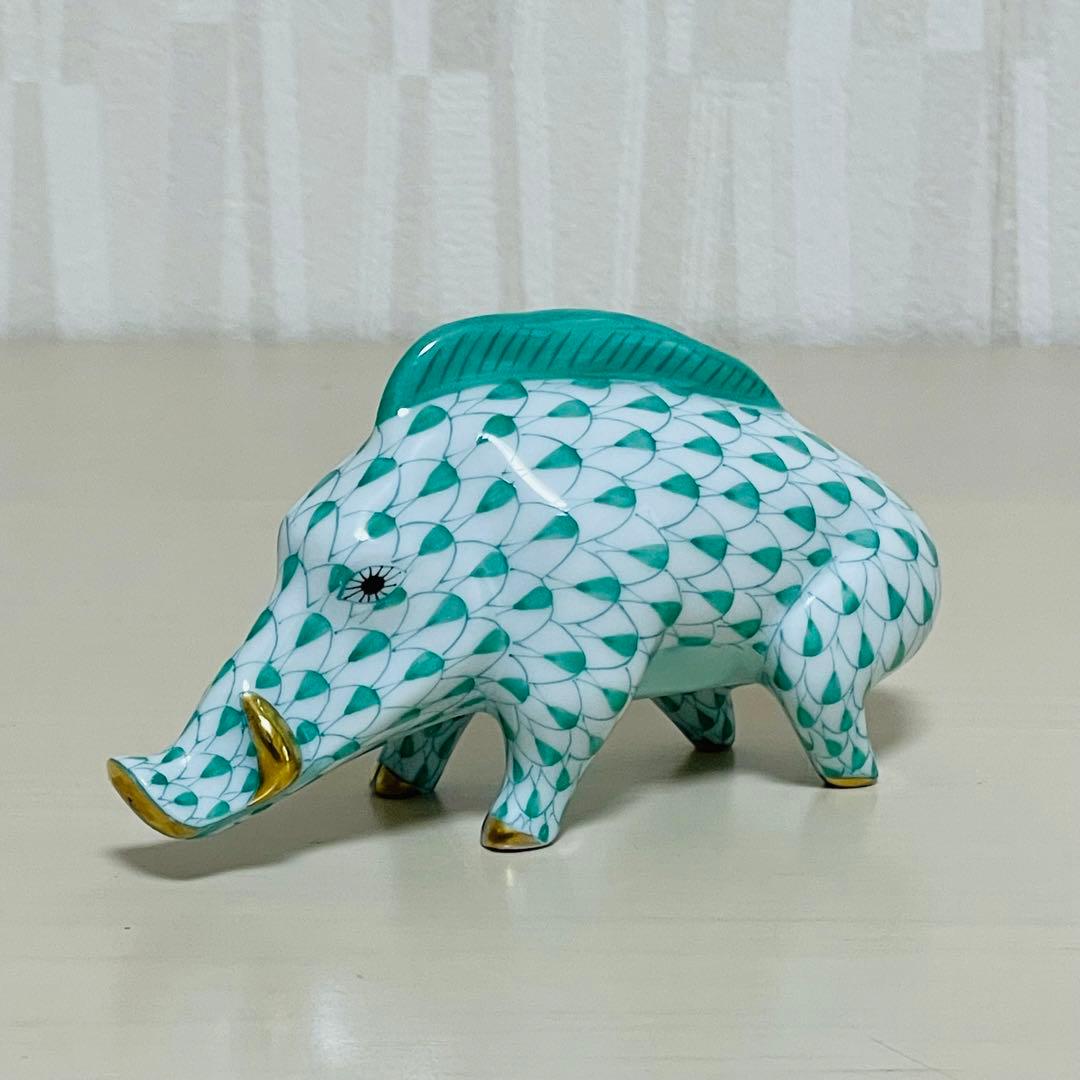 Herend ヘレンド 干支 2007年 亥 フィギュリン 置物 グリーン