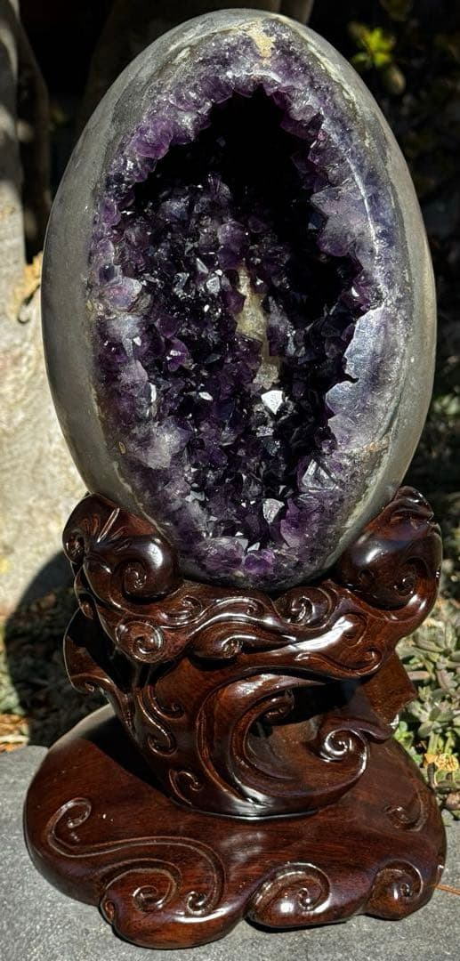 【一点物】ウルグアイ産 カルサイト共生アメジストエッグ