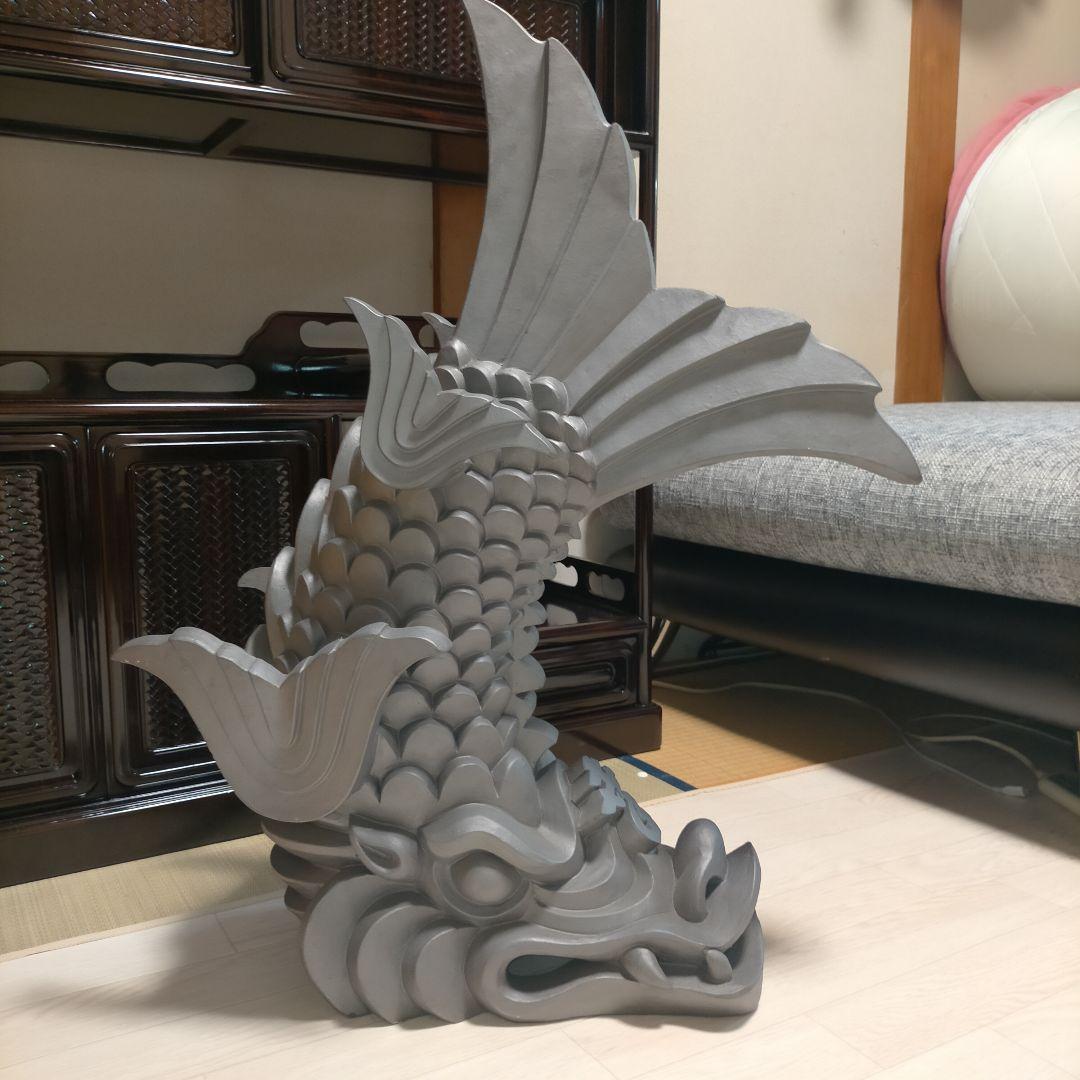 お*ん様 【鬼師・長尾龍作 銘入り】登り鯱 姫路瓦工芸 刻印 大型69cm シャ