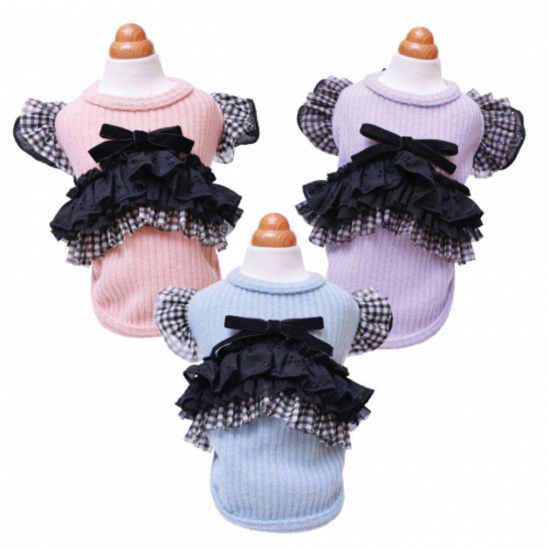 新品 GODPIVA ガーリーチェックニットタンク ラベンダー