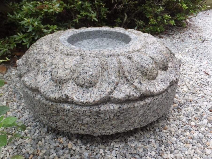 【見立て御影石水鉢・向鉢】庭石オブジェ箱庭造園ガーデニングオーナメント飾り石茶庭
