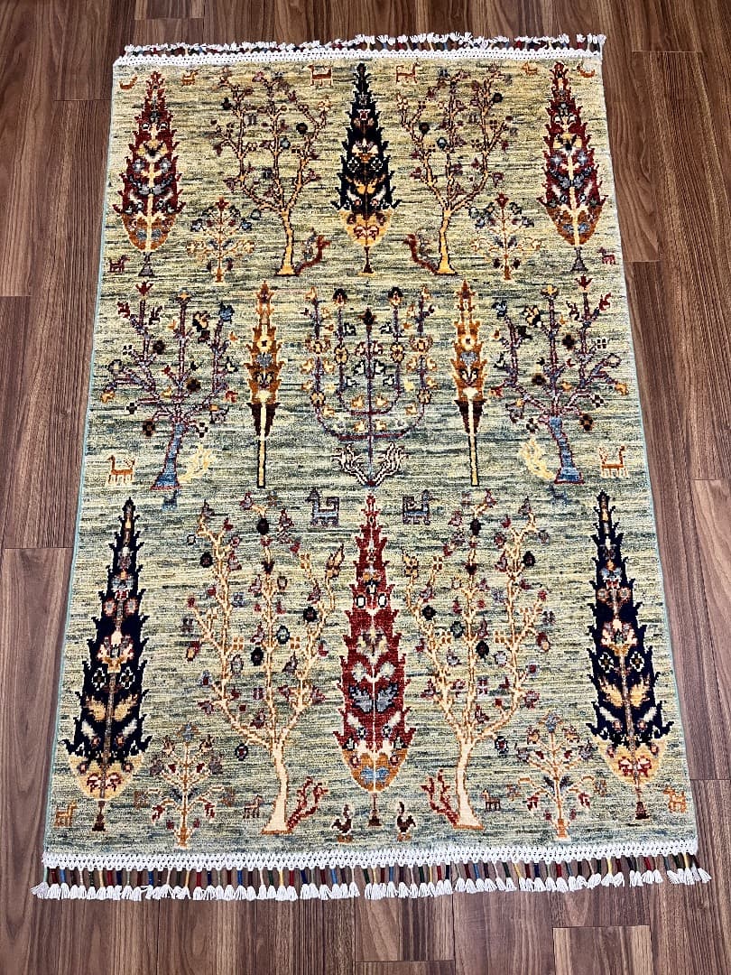 アフガニスタン製 手織りウール・コットンラグ サイズ：97 × 146 cm