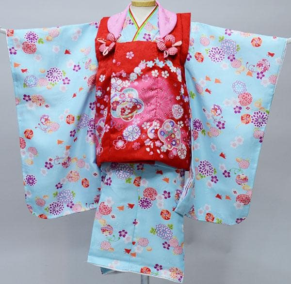 七五三 三歳 女児 被布着物フルセット 百花繚乱 お仕立て無料 NO35033