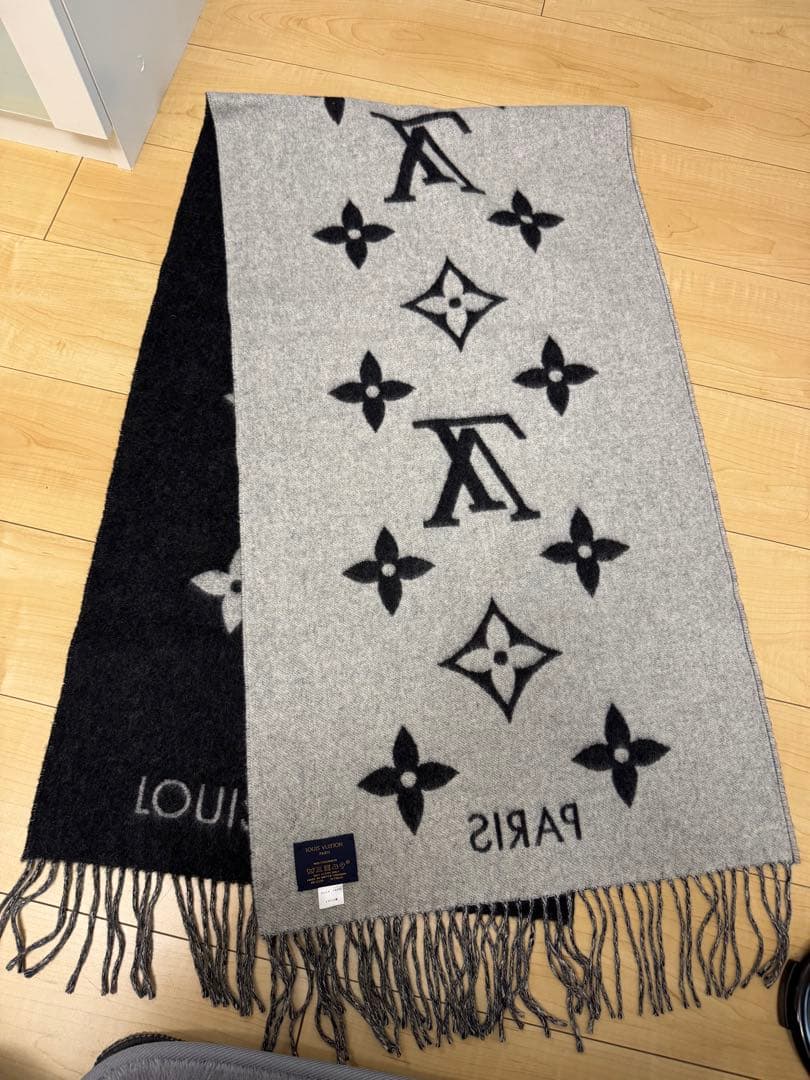 LOUIS VUITTON マフラー グレー/ブラック