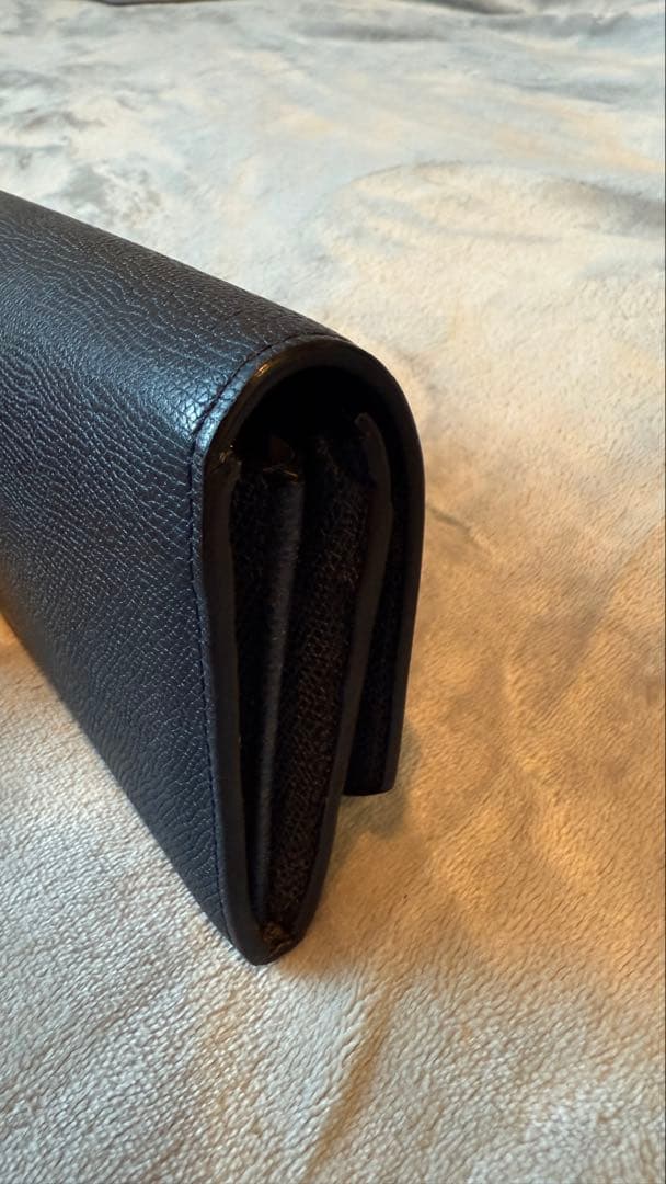 【美品】Valextra ヴァレクストラ　ネイビー レザー フラップ式 長財布