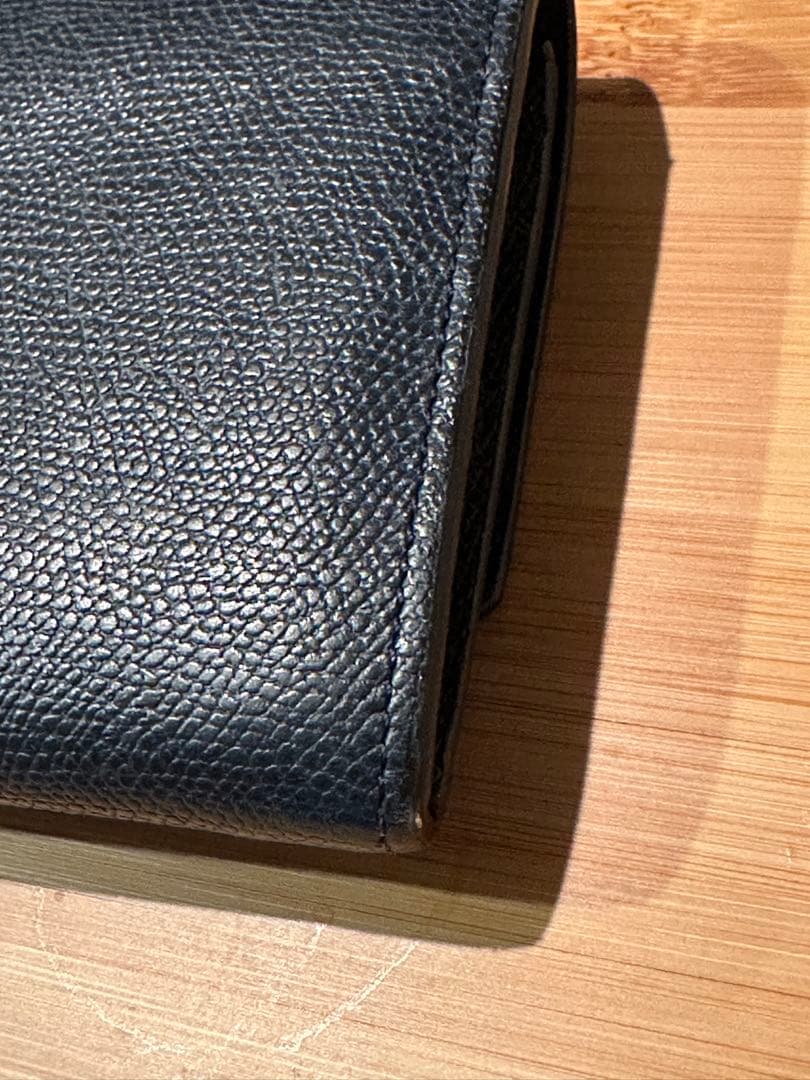 【美品】Valextra ヴァレクストラ　ネイビー レザー フラップ式 長財布