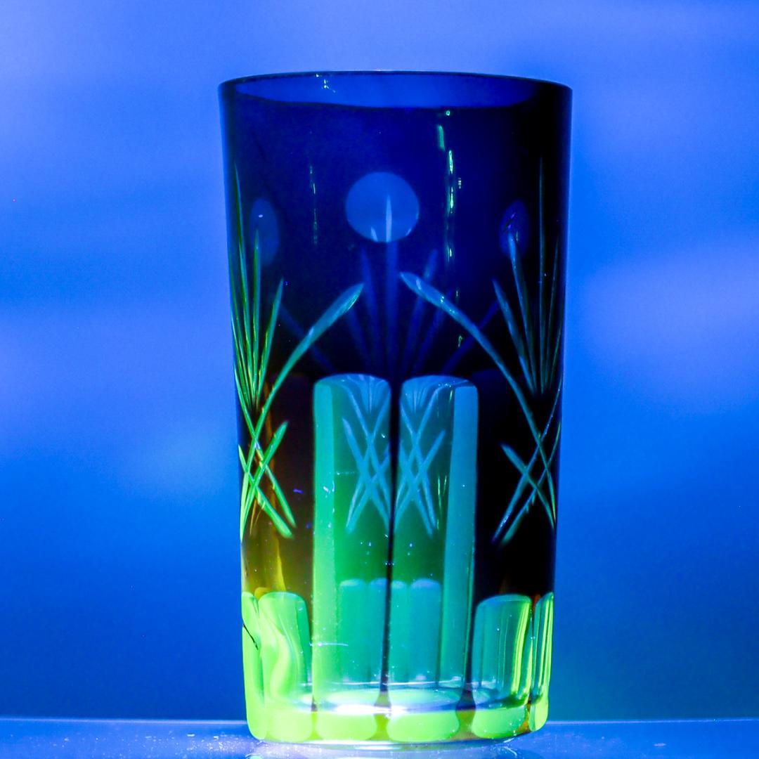 紫切子 レトロ硝子 コップ 昭和レトロ ウランガラス