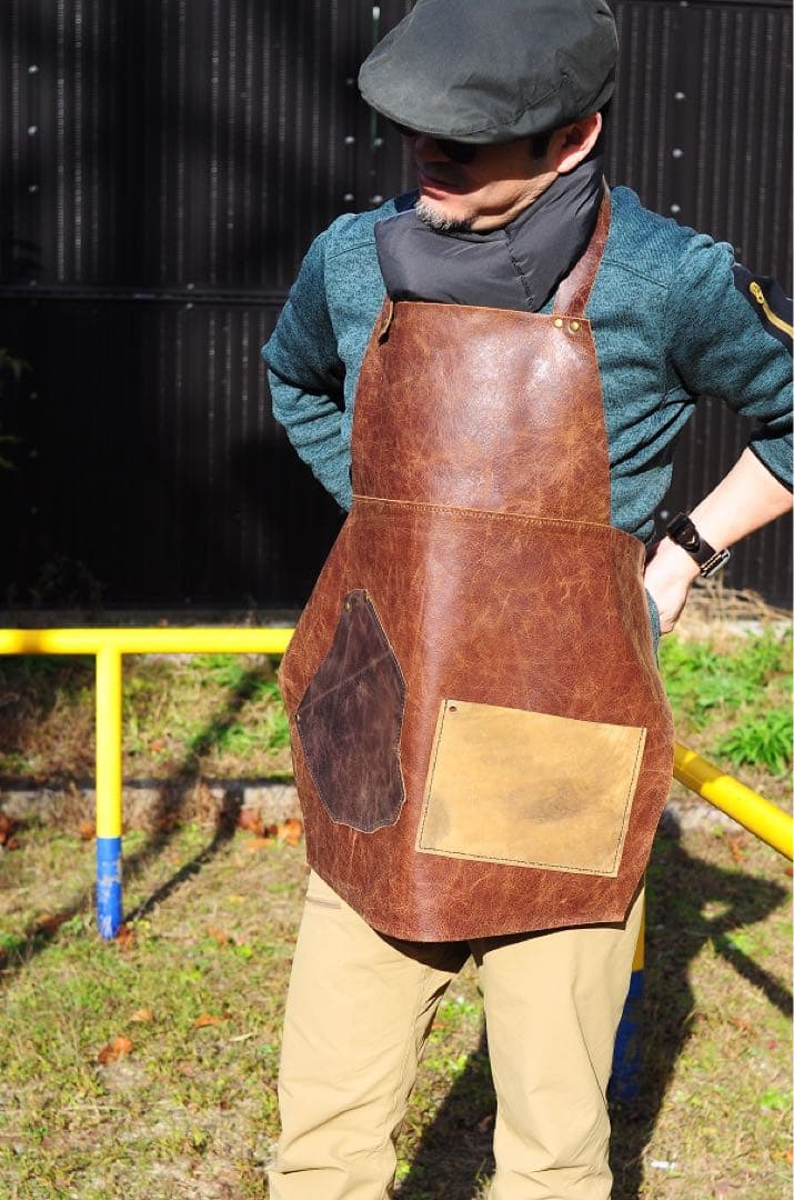 本革　エプロン 工房作業、DIY、ガーデニング、カフェ・美容師・革作業・木工