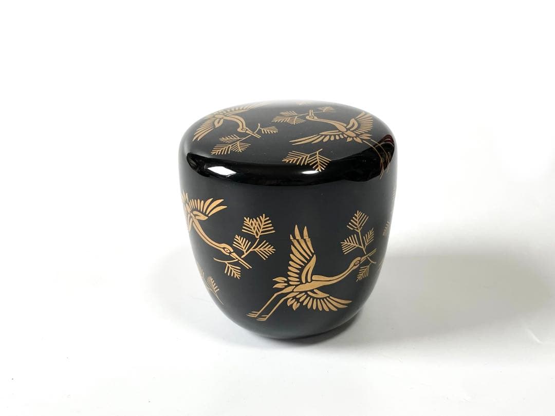 漆芸　漆塗　塗師　畑幸春　松食鶴　松喰鶴　蒔絵　棗　なつめ　共箱