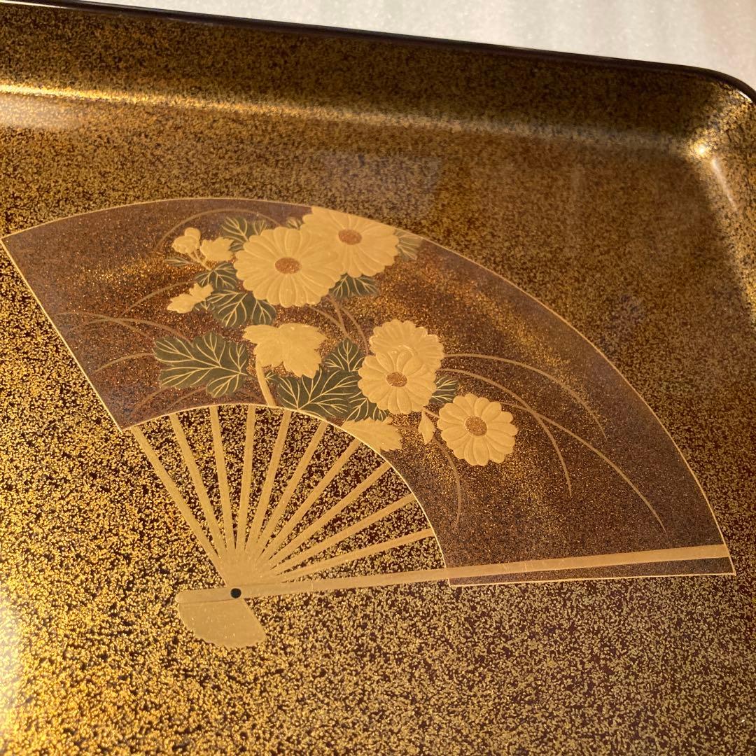 お値下げ　輪島塗　蒔絵　扇面　梨地　長手盆　お盆