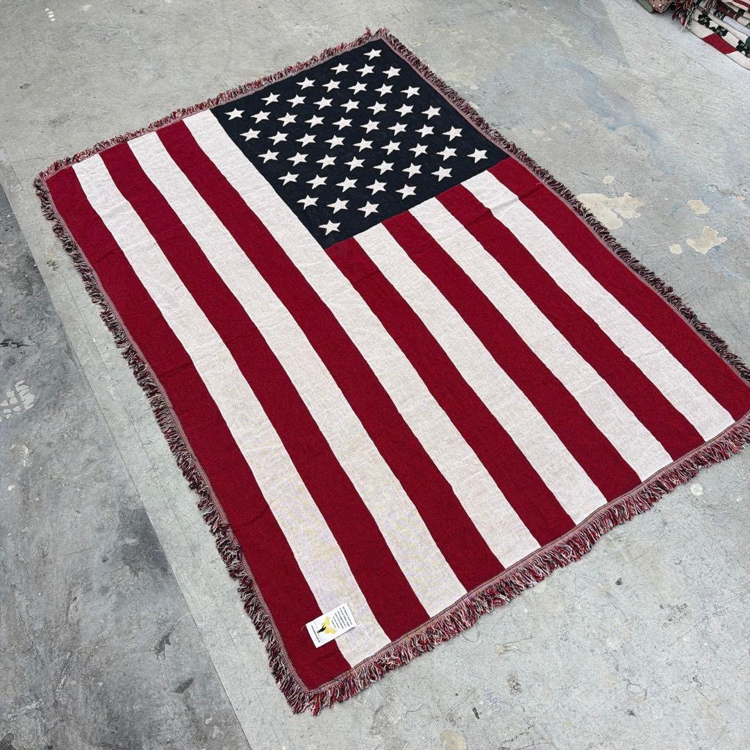 米軍　国旗　星条旗　マルチカバー　ソファカバー　ヴィンテージラグ　125x175