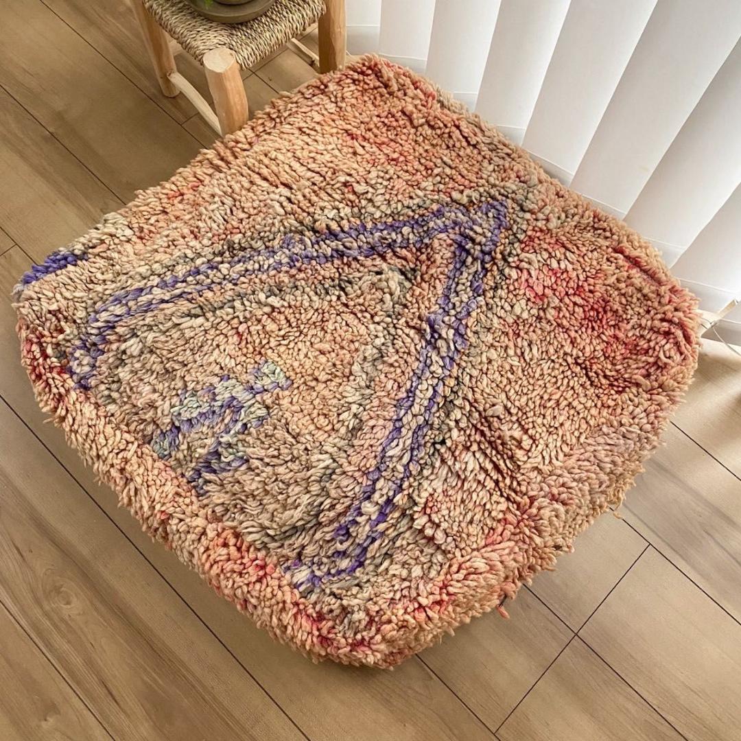 プフ ヴィンテージ 絨毯 手織りラグ クッションカバー ピローカバー