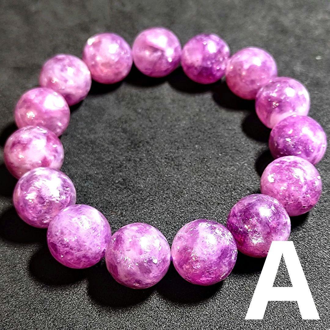 ★大粒！ピンクトルマリンwithレピドライト 14ミリ珠ブレスレットA(SA+)