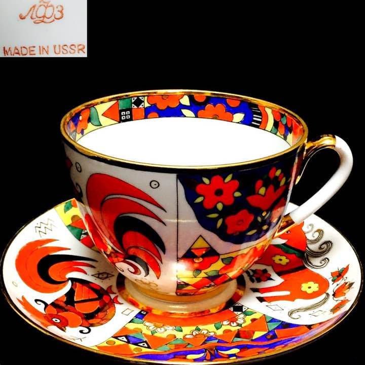 ロシア皇室御用達アンティークロモノーソフインペリアルポセレーン酉年縁起物