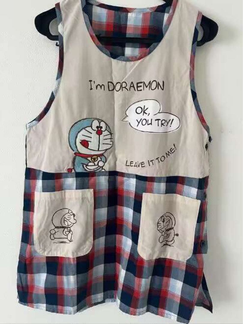 エプロン/保育士/ドラえもん/キャラクター/チェック柄