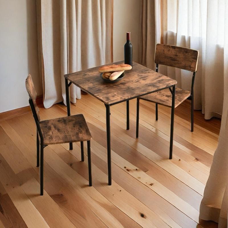 2人掛け　3点ダイニングセット　チェア2脚食卓 テーブル 幅70cm　BROWN