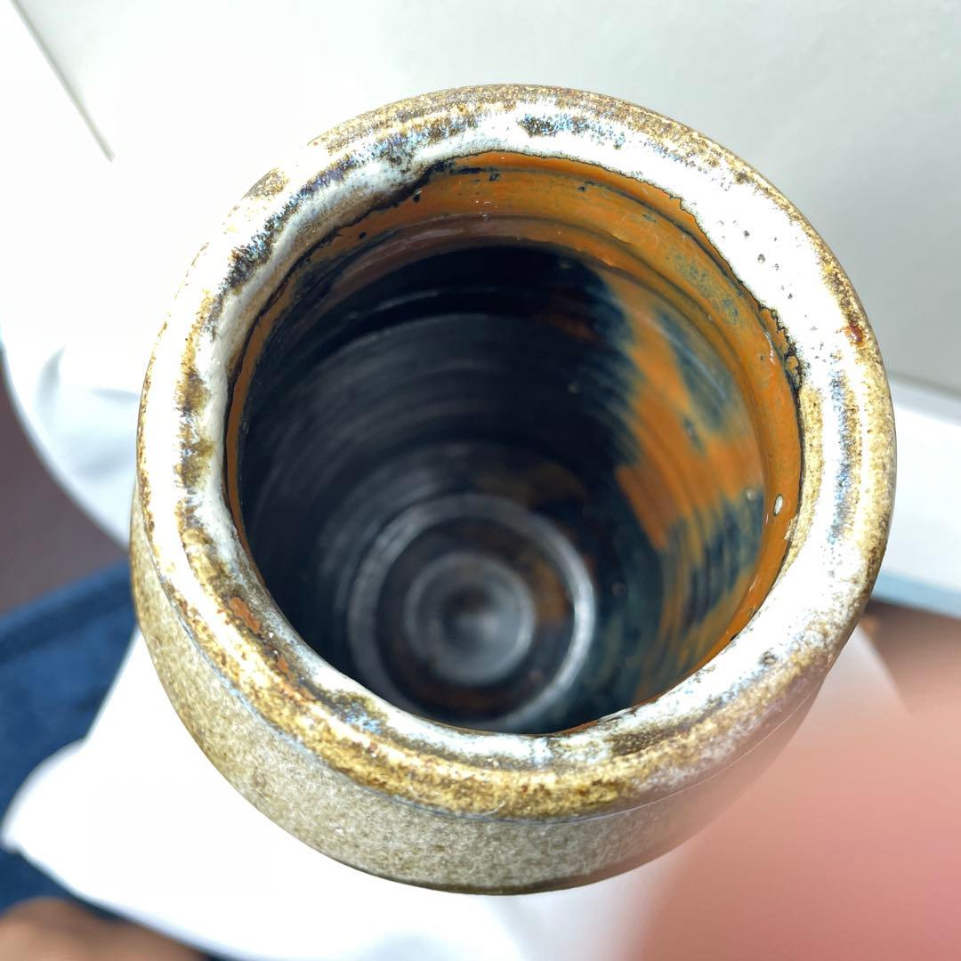 美品❗️花台付き❗️人間国宝【浜田庄司】名品 掛合釉花瓶　民藝運動　文化勲章受章