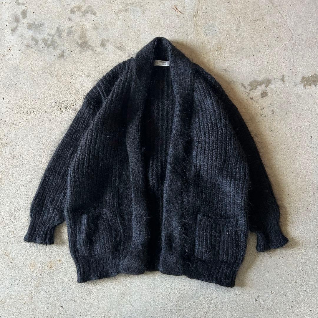 80sイギリス製 st michael XLヴィンテージ モヘヤ カーディガン黒
