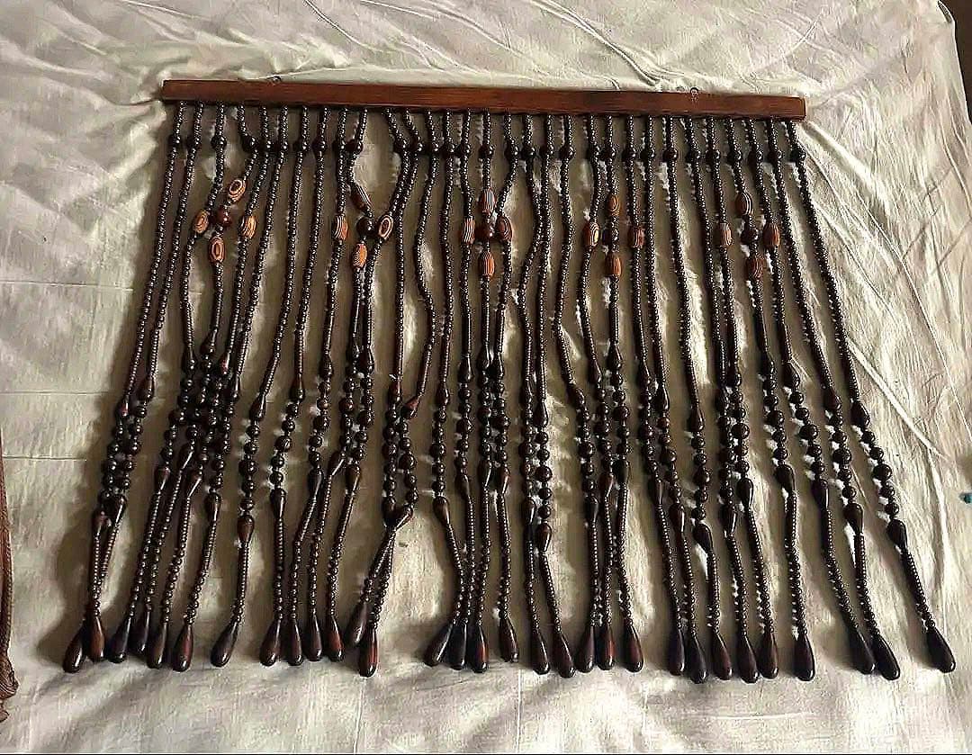 ⚫️ウォールハンガー 玉すだれ　木製　昭和レトロ　アンティーク　インテリア