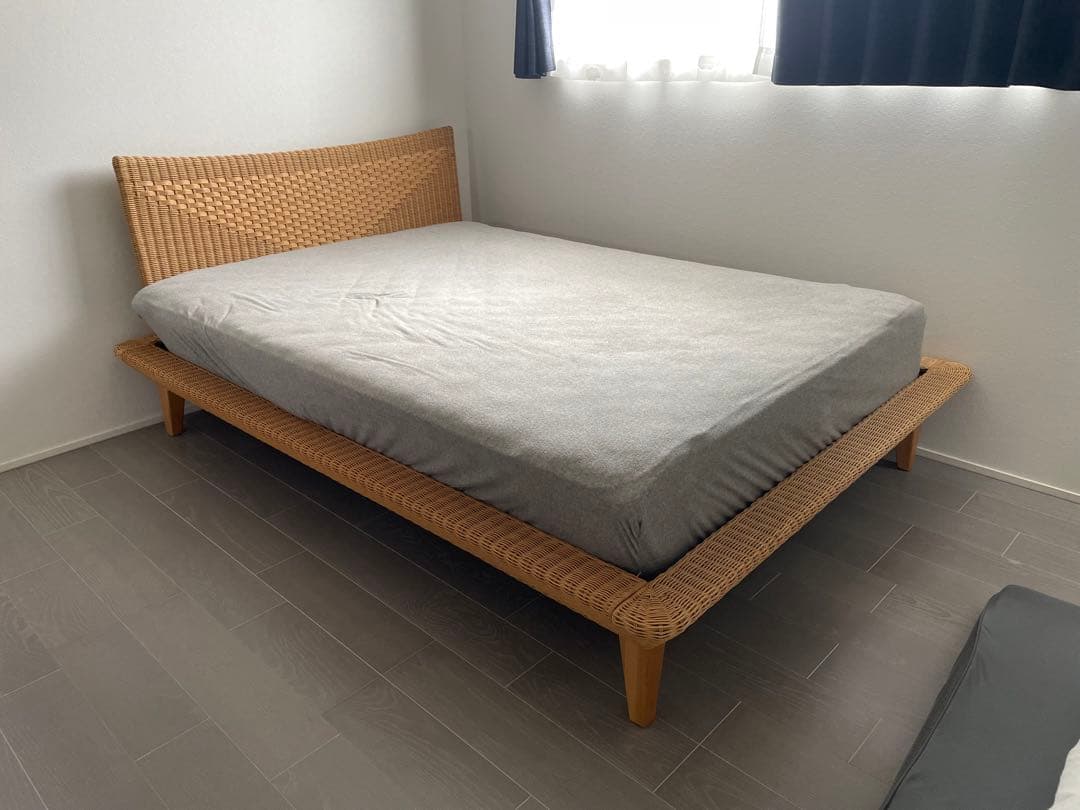 籐　ラタン　ダブルベッド　フレームのみ