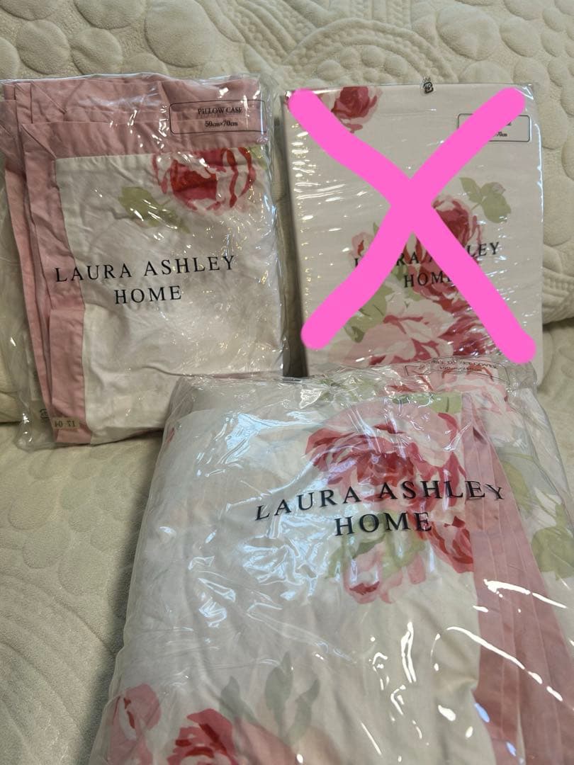 ローラアシュレイ ベッドカバー　ダブル　ピローケース