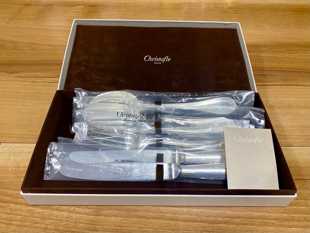 【新品・収納箱付き】クリストフル　パール　カトラリー6本セット